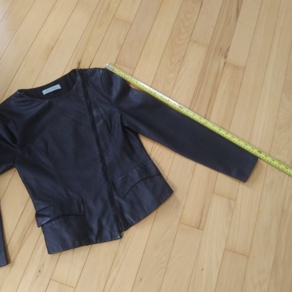 Geren Ford Black Leather Moto Jacket Coat silk lining  asymmetrical zipper Small - Picture 12 of 17